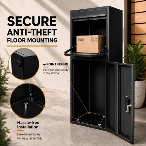 Vista 7 de Package delivery Boxes for Outside,Extra Large Mailbox for Parcel Black