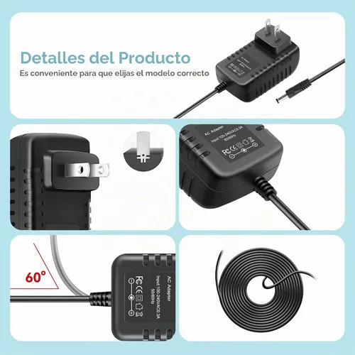 Vista 3 de Cargador adaptador AC/DC compatible con WowWee CHiP Robot Toy Dog - Cable de fuente de alimentación Smartbed
