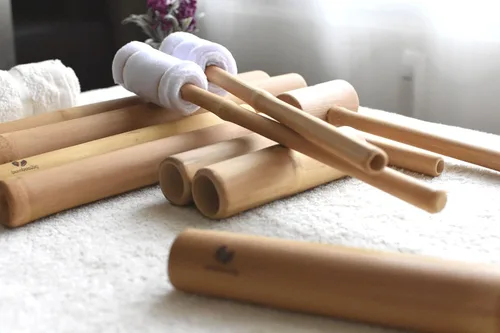Vista 4 de Herramientas de masaje de madera de bambú, juego de 14 rodillos y palos de bambú, kit de terapia de relajación corporal