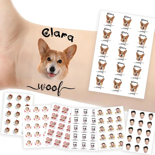 Vista 32 de Tatuajes temporales personalizados con foto y nombre, logotipo personalizado para adultos, niños, mujeres, hombres, regalo de boda, cumpleaños