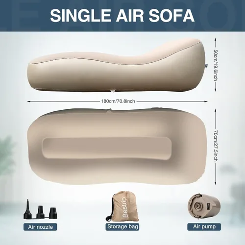 Vista 31 de Bestrip Sofá inflable con bomba incorporada – Sofá tumbona de aire de tamaño extra mejorado, cama portátil con bolsa de almacenamiento, cama
