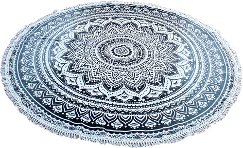 Vista 30 de Tapiz redondo de mandala indio, manta de playa, mantel de algodón gitano hippie bohemio, toalla de playa, esterilla de yoga
