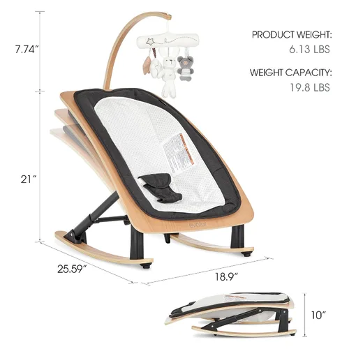 Vista 3 de Evolur Tory - Mecedora y silla 2 en 1, color negro