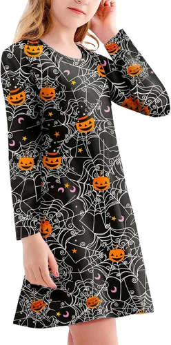 Vista 4 de Vestido de manga larga con estampado de Mardi Gras para niñas de 3 a 12 años