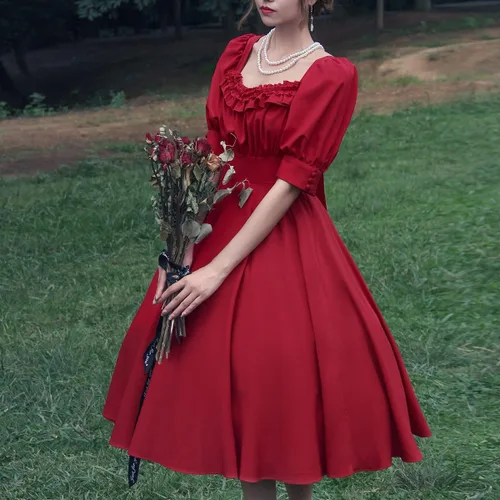 Vista 2 de Halloween Weekend Party Elegant Vintage Evening Dress Prom Solid Dress