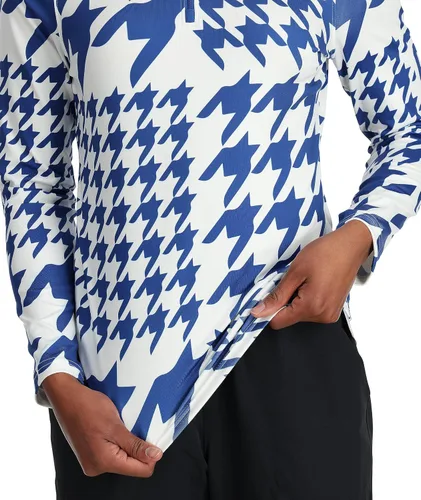 Vista 5 de Spyder Cuello en T con media cremallera de pata de gallo para mujer, Azul (Electric Blue)