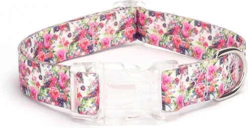 Vista 16 de Serijoars Collar de perro para cachorros con estampado floral para perros pequeños, medianos y grandes, con hebilla de liberación rápida para niñas