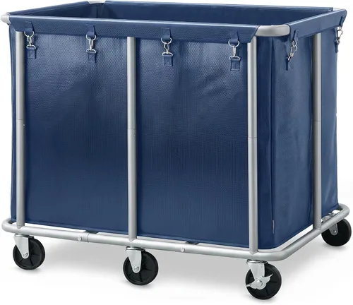 Vista 10 de STORAGE MANIAC - Carrito de lavandería comercial con ruedas 420L, marco de acero resistente, cesta de lavandería rodante con gran capacidad, bolsa