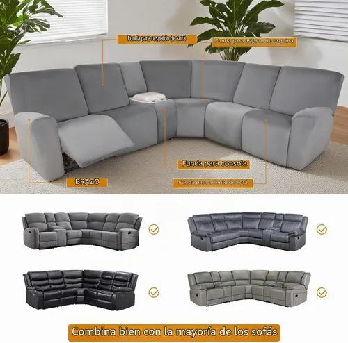 Vista 7 de HDCAXKJ Fundas para sofá seccional reclinable de terciopelo, funda para sofá seccional en forma de L, funda reclinable de esquina elástica suave