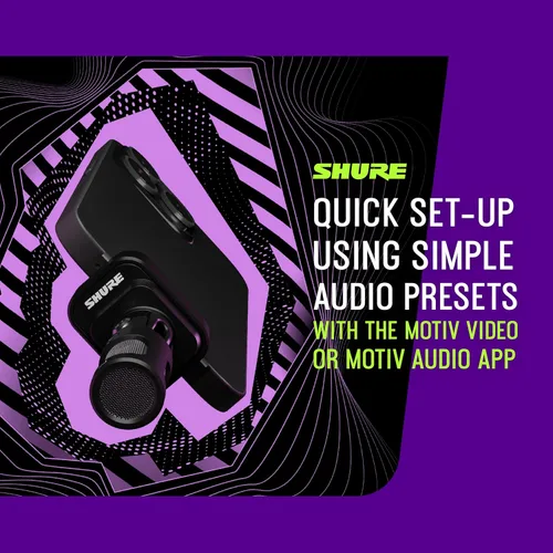 Vista 4 de Shure MV88 - Micrófono USB-C para grabación móvil, micrófono portátil para vlogging con modo de nivel automático, desenoiser en tiempo real