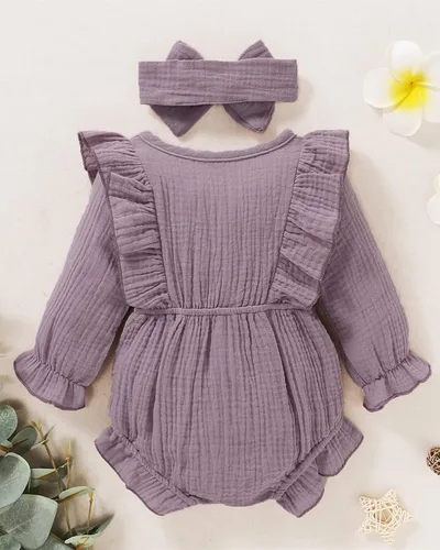 Vista 3 de Ropa de bebé recién nacida overol de manga con volantes trajes lindos para niñas