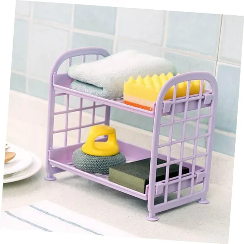 Vista 9 de Alipis Plastic Storage Shelf Organizer for Bathroom and Kitchen Easy to Install Desktop Rack for Toiletries Fruits and Vegetables
