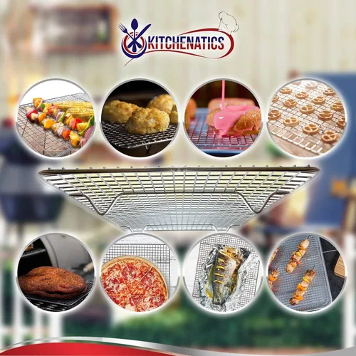 Vista 4 de KITCHENATICS Bandeja de Enfriamiento Pequeña de Cuarto de Hoja para Cocinar y Hornear, Parrilla de Acero Inoxidable Segura para Horno, Parrilla