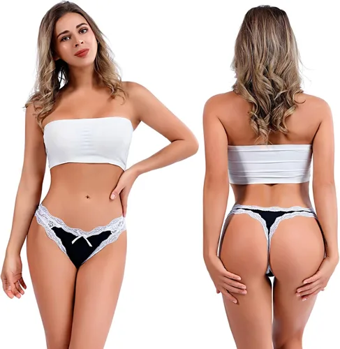 Vista 4 de KUKOME ropa interior corta suave con lazo para mujer
