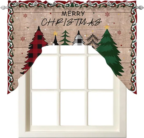 Vista 2 de Árbol de Navidad, cenefa de cocina, cenefa con bolsillo para barra, paneles de cortina para dormitorio, sala de estar, baño, cafetería, ventanas