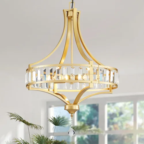 Vista 12 de Candelabro de Tambor de Tela Moderno, Lámpara Colgante para Sala de Estar, Dormitorio, Comedor, D18 x 16-54 pulgadas (Altura Ajustable), Marco