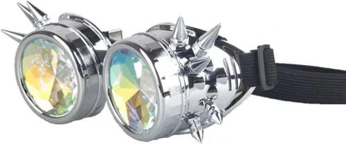Vista 2 de Anteojos para fiesta con lentes de cristal diseño de caleidoscopioarco iris. Entrega en 3-5 días.