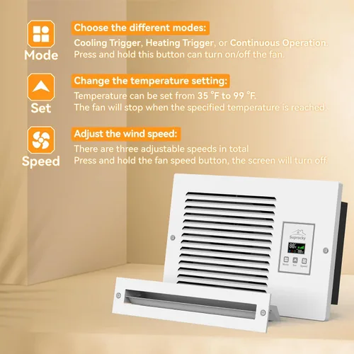 Vista 3 de Ventilador de transferencia de aire de habitación a habitación, ventilador de escape de pared con sistema de intercambio de aire programado