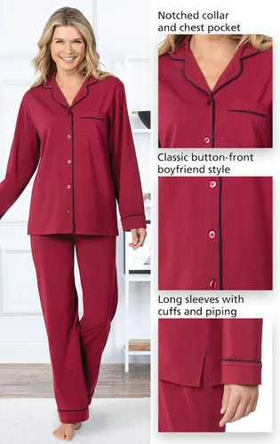 Vista 75 de PajamaGram Conjunto de pijama para mujer – Pijama para mujer, jersey novio, 100% algodón