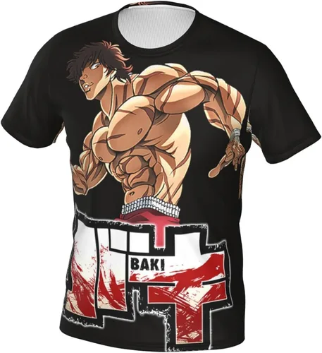 Vista 2 de Baki The Grappler Men T Shirts Short Sleeve T-Shirts 3D Print Crewneck Loose Breathable Top Sports Fitness Tee