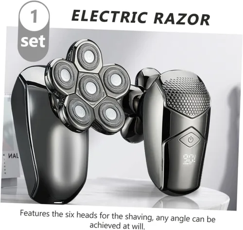 Vista 7 de Beaupretty Afeitadora eléctrica recargable para hombre, 6 cabezales para recortadora de pelo, afeitadora de barba