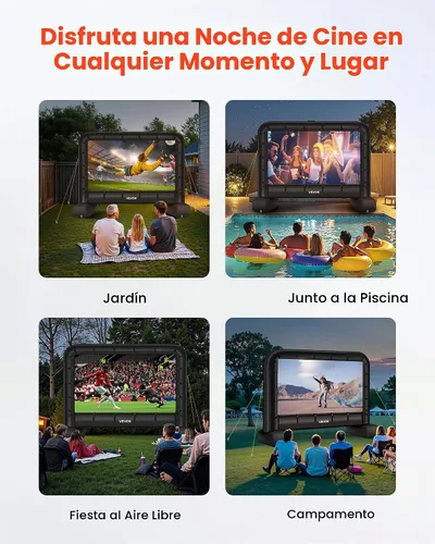Vista 6 de VEVOR Pantalla de cine inflable de 14 pies, pantalla de proyector inflable con bolsa de almacenamiento portátil, proyección de película fácil