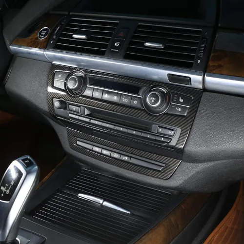Vista 5 de Marco de la caja de la perilla del volumen del aire acondicionado de la consola del coche del ABS para BMW X5 X6 E70 E71 2008-2013 Accesorios