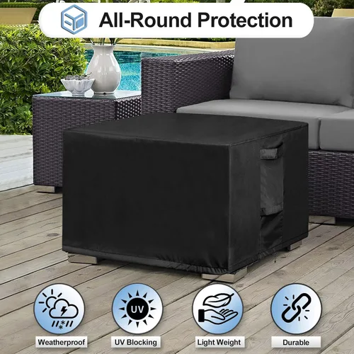 Vista 4 de OutdoorLines Fundas Impermeables para Otomanas de Patio Exterior - Cubierta Rectangular a Prueba de UV para Mesa Lateral de Patio Resistente al