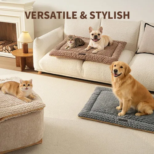 Vista 8 de SOMAHE Tapete plano para cama para gatos, forro polar de burbujas suaves Café