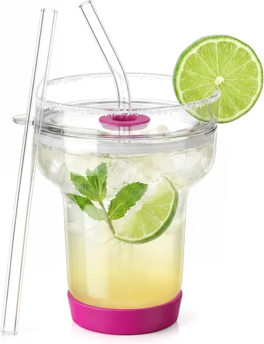 Vista 12 de Tronco Juego de 2 vasos de Martini, vaso de Margarita sin tallo de 16 onzas Rosa Coral/Púrpura Claro
