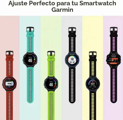 Vista 6 de MoKo Correa de reloj de silicona suave compatible con Garmin Forerunner 735XT/220/230/235/235 Lite/620/630/Approach S20/S6/S5, correa deportiva