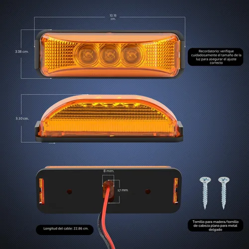 Vista 4 de Nilight 2 piezas de 3.9 pulgadas de luces indicadoras laterales delanteras y traseras, 3 luces LED ámbar, lámpara de clearance, sellada e