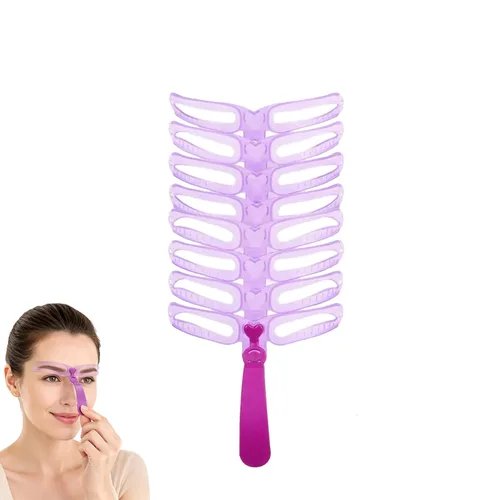 Vista 9 de Plantillas para cejas, 8 estilos reutilizables, kit de plantillas de cejas con mango ajustable y diadema para mujeres, 2 unidades 2 PIEZAS
