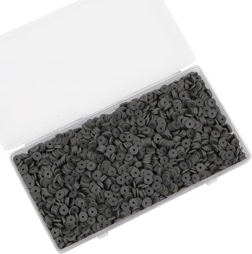 Vista 10 de 2000 piezas de cuentas de arcilla blanca cuentas espaciadoras de arcilla polimérica cuentas planas cuentas redondas de vinilo Heishi de 6 mm