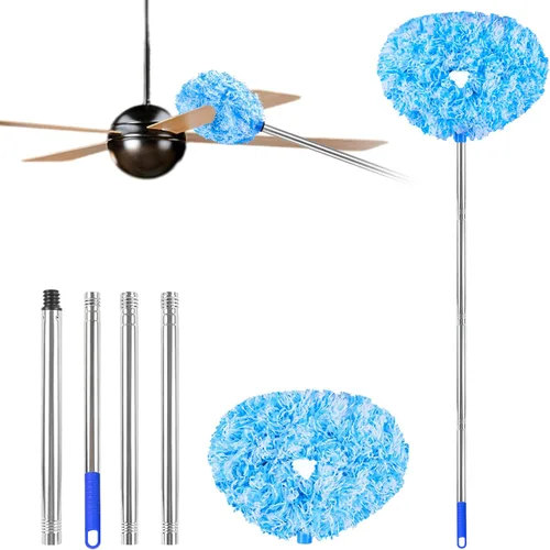 Vista 10 de Limpiador de Ventilador de Techo Plumero Reutilizable de Microfibra Limpiador de Aspas de Ventilador de Techo Plumero Extraíble con Poste