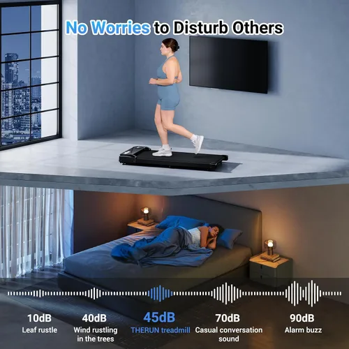 Vista 5 de THERUN Walking Pad with 40" Longer Belt Under Desk Treadmill 300LBS Weight Negro oscuro