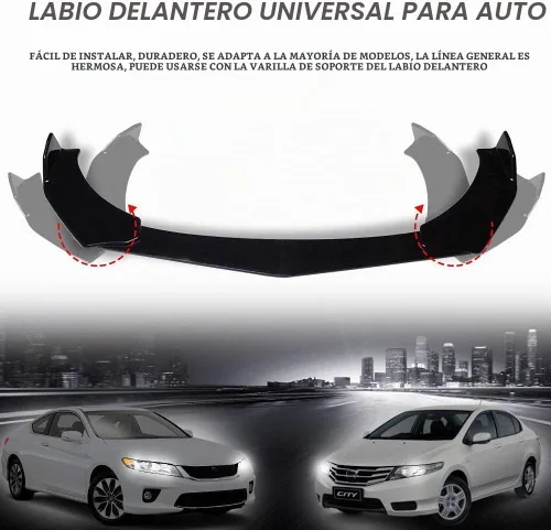 Vista 3 de DREAMIZER Alerón Universal para Labio de Parachoques Delantero con Varilla de Puntal Alerón Ala Kit de Carrocería Ancha Alerón con Varillas Esquina