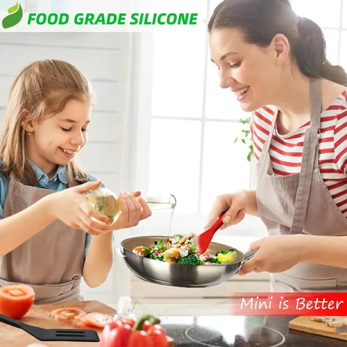 Vista 2 de Mini espátula de silicona para servir brownie, flexible, antiadherente, resistente al calor, espátula de cocina para huevos abatibles, filete