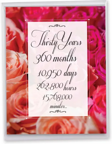 Vista 12 de NobleWorks - Tarjeta de felicitación de 30 aniversario con sobre de 8.5 x 11 pulgadas para hombres, mujeres - Jumbo 30 años de matrimonio - Big 30