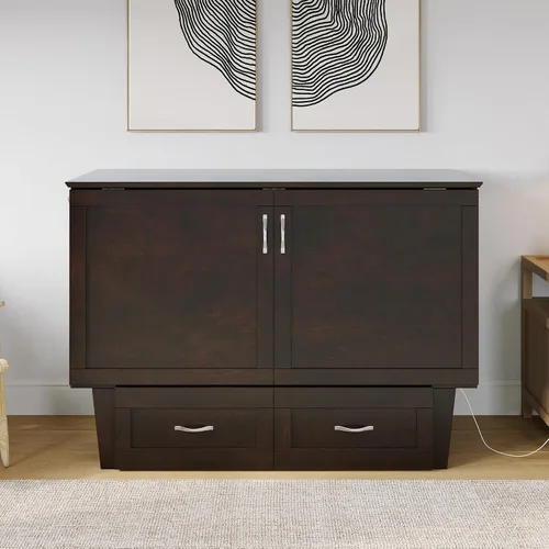 Vista 6 de AFI, Monroe - Cofre de cama matrimonial Murphy con colchón y cajón de 6 pulgadas, color espresso