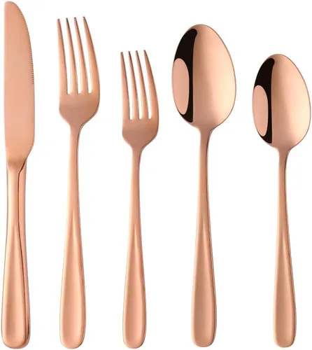 Vista 7 de Baikai Mirror Polished - Juego de cubiertos de 5 piezas, utensilios de cocina de acero inoxidable para 1 unidad (azul)