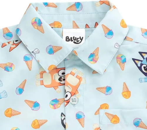 Vista 3 de Bluey Camisa de vestir hawaiana con botones de Bingo para niños pequeños