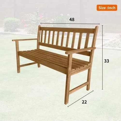 Vista 2 de Bancos de parque para exteriores, banco de jardín para 3 personas, silla rústica para dos personas, muebles de porche, bancos conmemorativos hechos