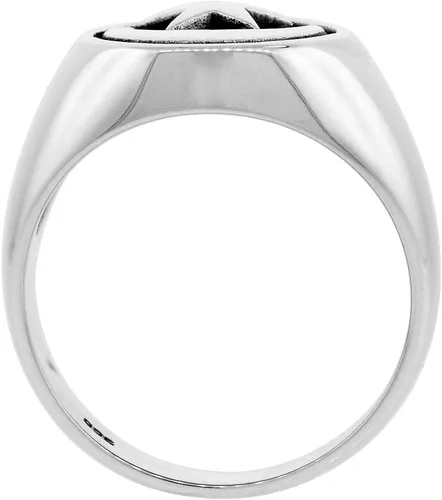 Vista 2 de Anillo de plata de ley de 2 tamaños con luna creciente y estrella para hombre y mujer, acabado impecable, tallas 6-13