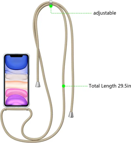 Vista 4 de ZTOFERA Compatible con iPhone 12/iPhone 12 Pro, funda transparente con cordón ajustable, TPU suave y delgada, a prueba de golpes, funda cruzada