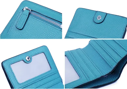Vista 7 de BIG SALE-AINIMOER billetera de bolsillo pequeña con cremallera, plegable, compacta de cuero con bloqueo por identificación por radiofrecuencia