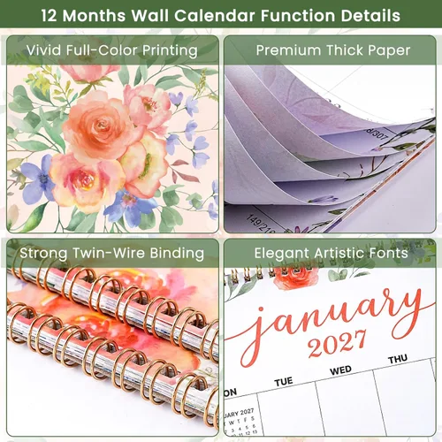 Vista 5 de Calendario 2027 – Calendario de pared 2027, enero de 2027 a diciembre
