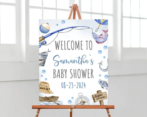 Vista 12 de Editable Boy Elephant Baby Shower Welcome Sign, Blue Elephant Baby Shower Sign, Baby Shower Signs, Welcome Baby Shower Sign, Blue Floral Elephant
