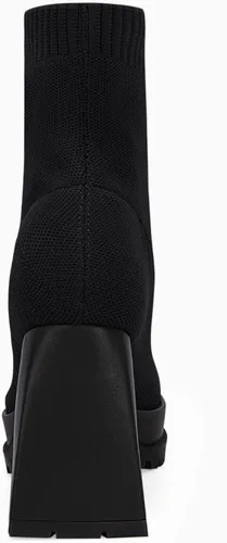 Vista 6 de Botines de plataforma para mujer, con punta cuadrada, tacón grueso, de bloque elástico, de punto sin cordones