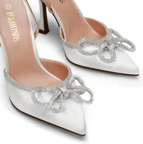 Vista 4 de DREAM PAIRS Zapatos de tacón alto para mujer Destiny cerrados con tiras de tacón sexy con diamantes de imitación y correa de tobillo para boda